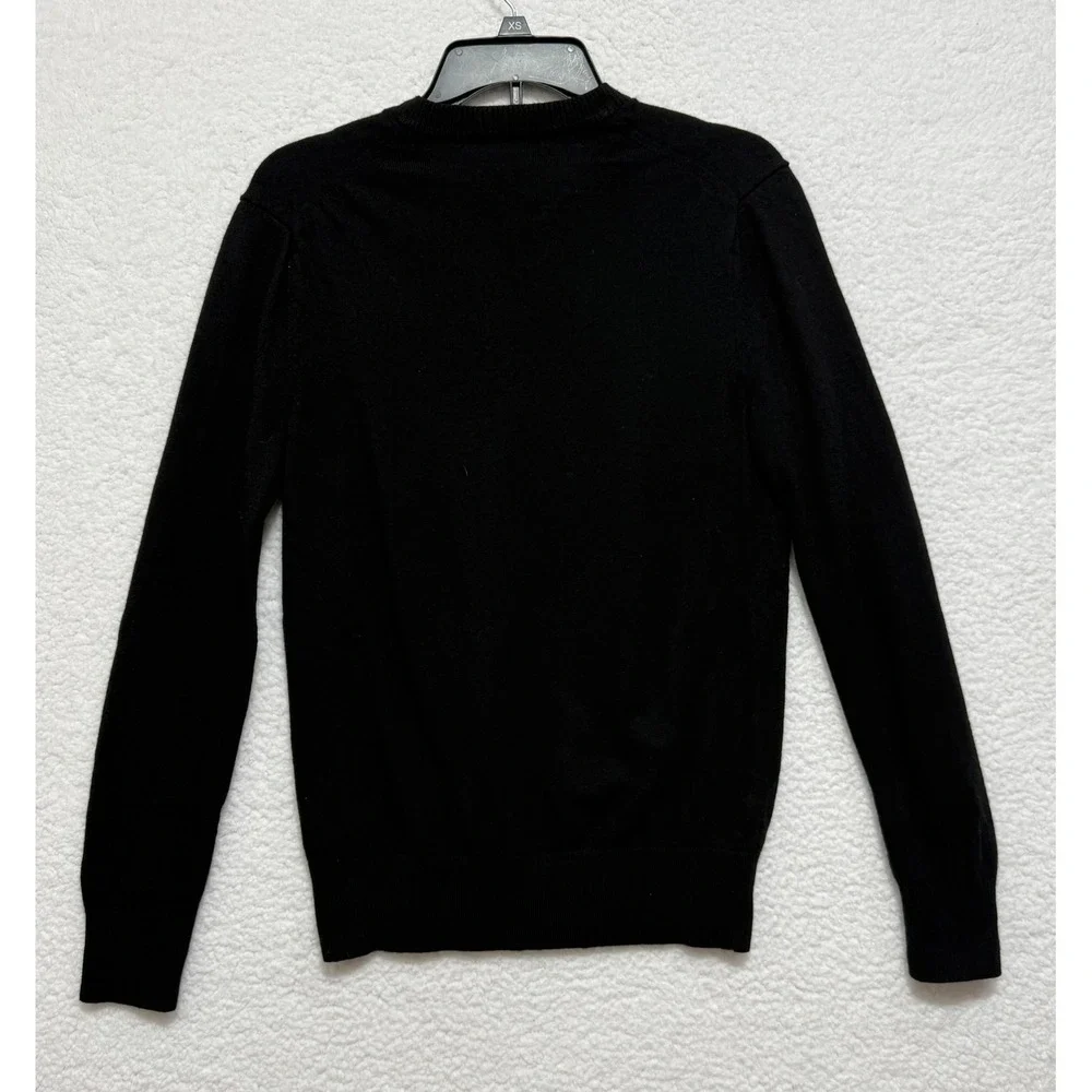 Banana Republic Mens Extra‎ Fine Merino Wool V-Neck Sweater Black M 506201-03